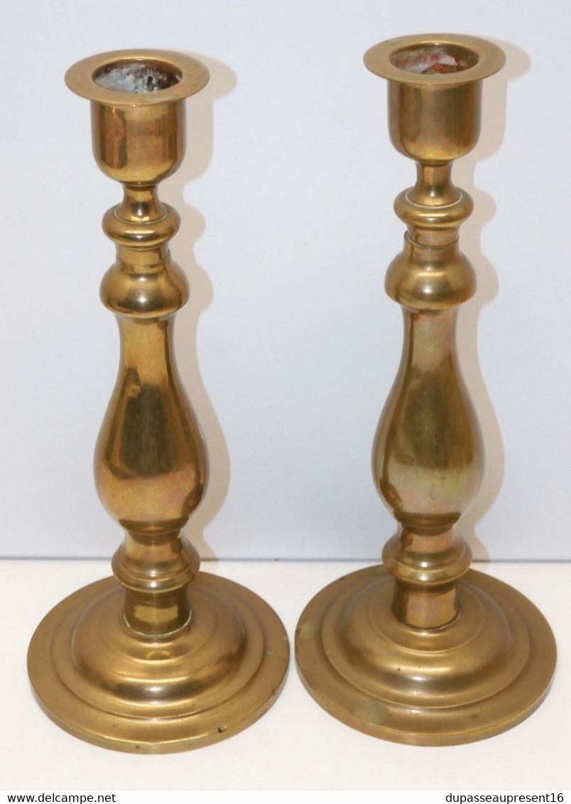 *2 BOUGEOIRS BRONZE Ou LAITON XXe VINTAGE Déco TABLE BOUGIE COLLECTION  E - Chandeliers, Candelabras & Candleholders