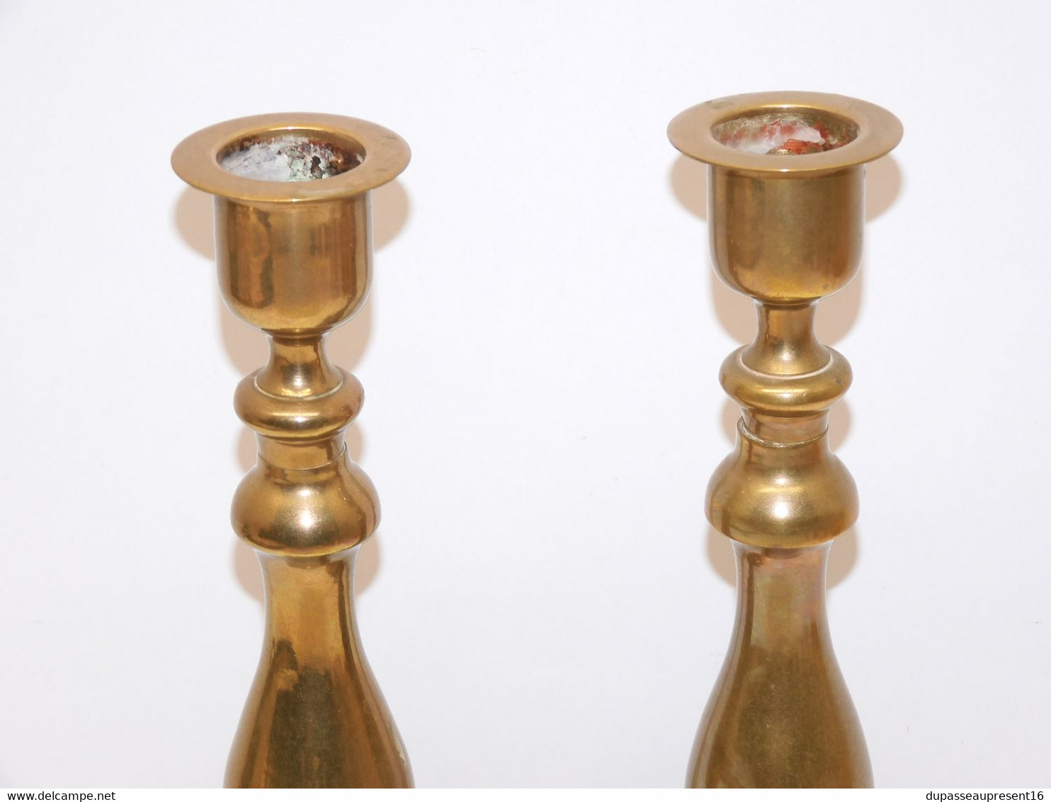 *2 BOUGEOIRS BRONZE Ou LAITON XXe VINTAGE Déco TABLE BOUGIE COLLECTION  E - Candeleros, Candelabros Y Palmatorias