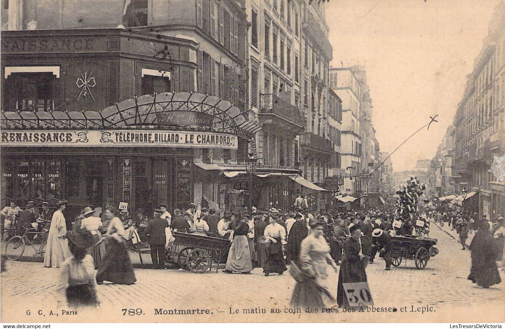 CPA France - Paris - Montmartre - Le Matin Au Coin Des Rues Des Abbesses Et Lepic - Le Chambord - Oblitérée 1908 - Autres & Non Classés