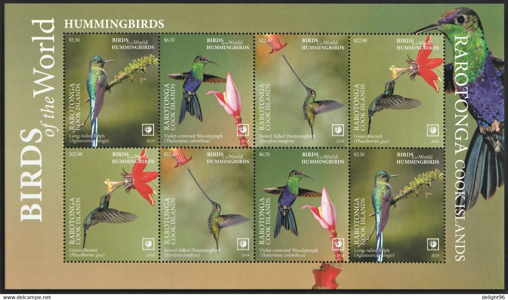2019 Rarotonga Hummingbirds Sheetlet (** / MNH / UMM) - Colibris