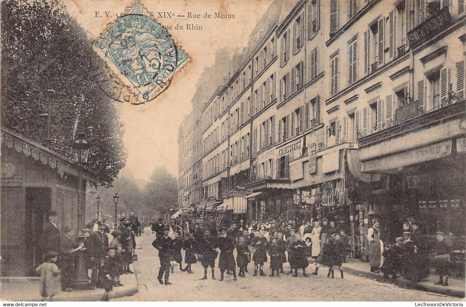 CPA France - Paris - Rue De Meaux - Avenue Du Rhin - Oblitérée - Animée - Enfants - Adultes - Tablier - Charrette - Cafés, Hôtels, Restaurants