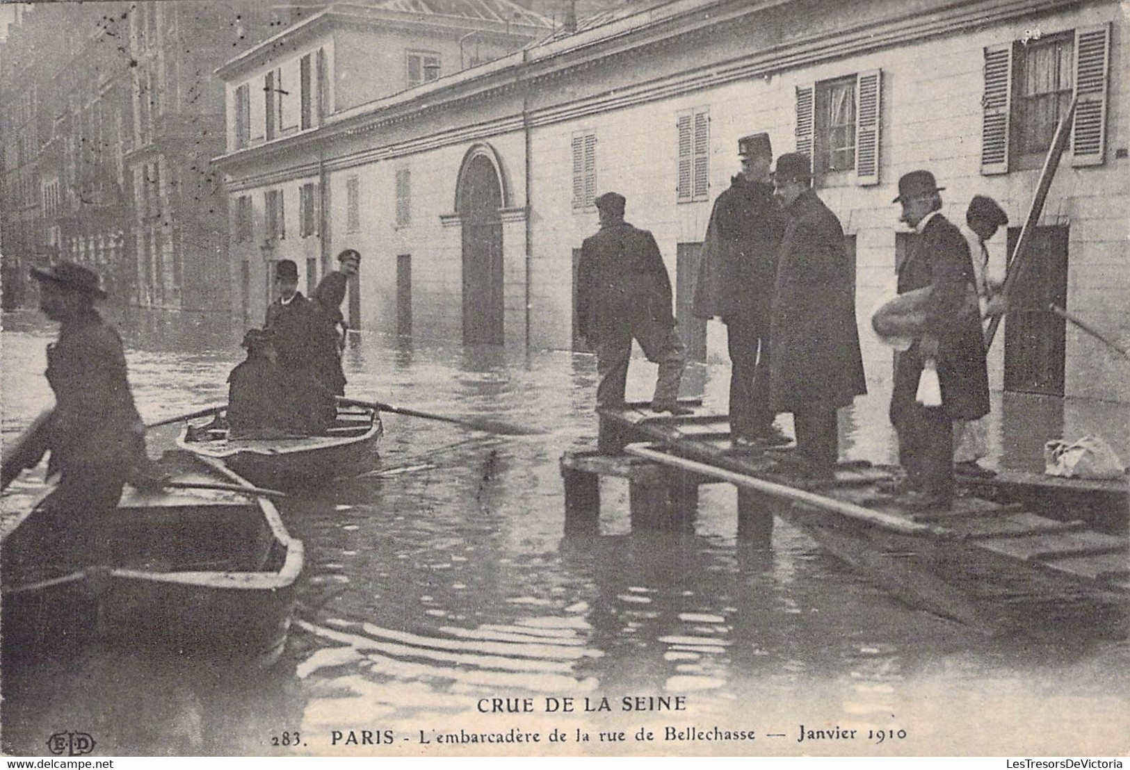 CPA France - Crue De La Seine - L'embarcadère De La Rue De Bellechasse - Janvier 1910 - Oblitérée 1910 - Barque - Animée - Alluvioni Del 1910