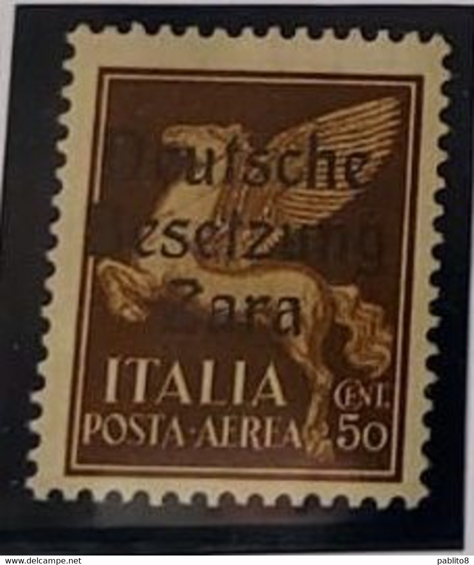 ZARA 1943 VARIETÀ VARIETY SOPRASTAMPATI D'ITALIA POSTA AEREA CENT. 50c MNH - Deutsche Bes.: Zara