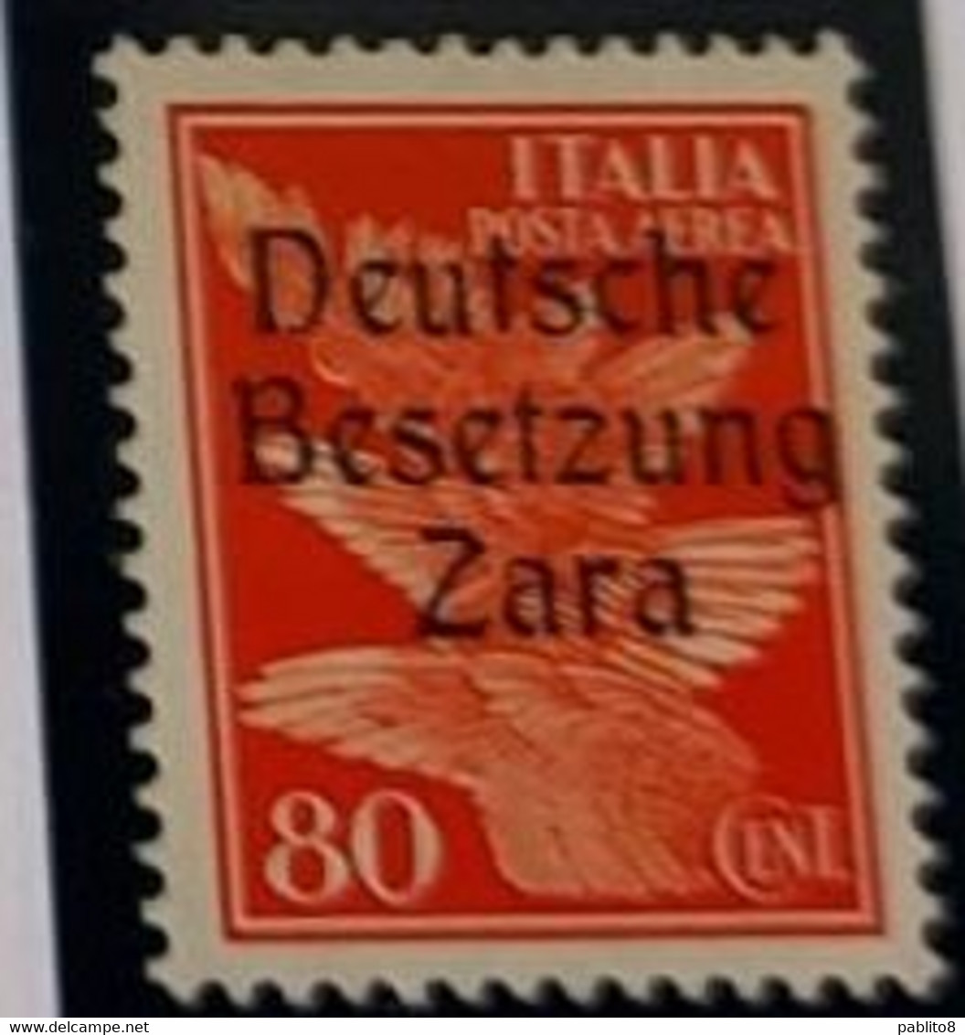 ZARA 1943 VARIETÀ VARIETY SOPRASTAMPATI D'ITALIA POSTA AEREA CENT. 80c MNH - German Occ.: Zara