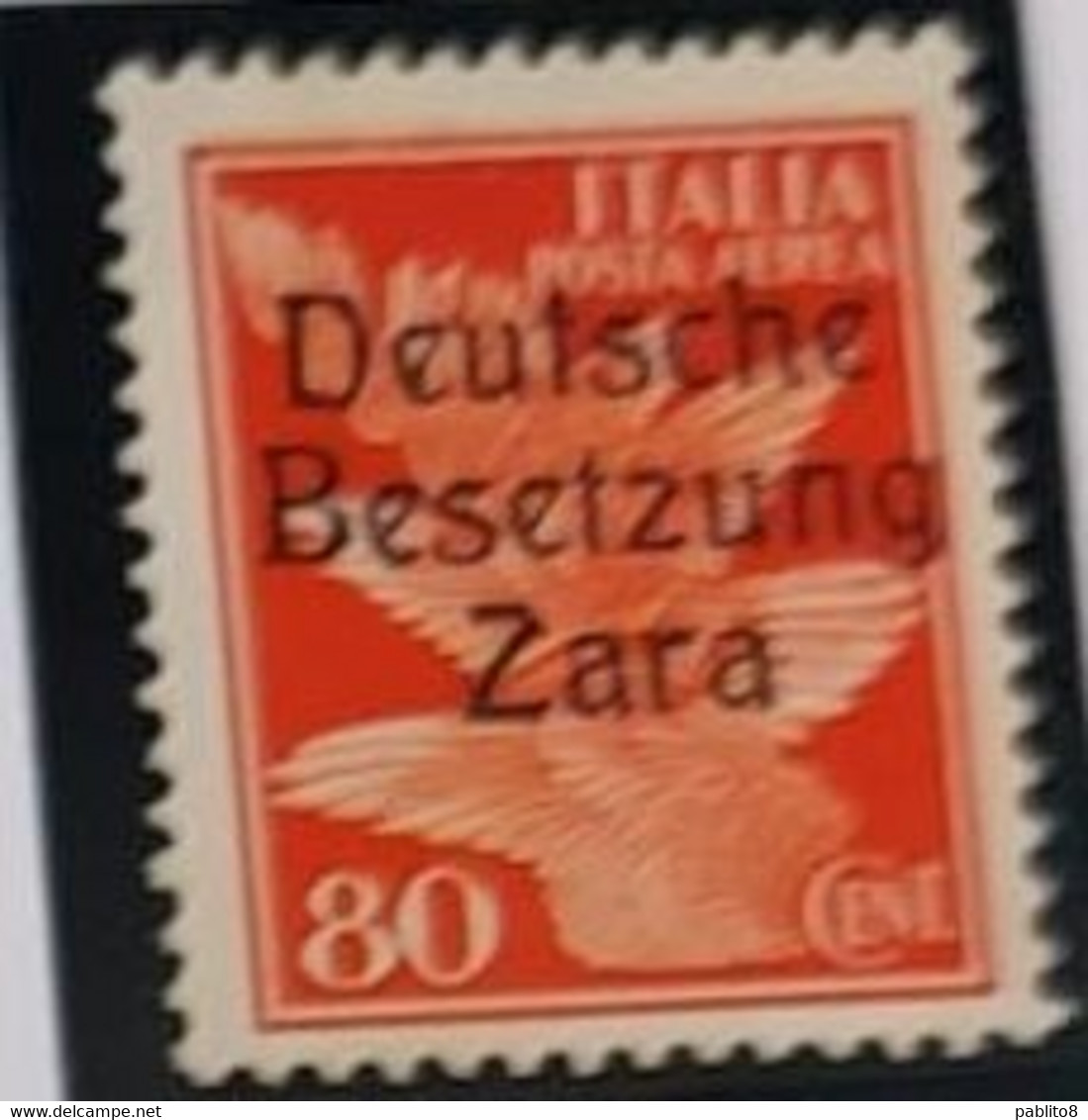 ZARA 1943 SOPRASTAMPATI D'ITALIA III TIPO POSTA AEREA CENT. 80c MNH - Deutsche Bes.: Zara