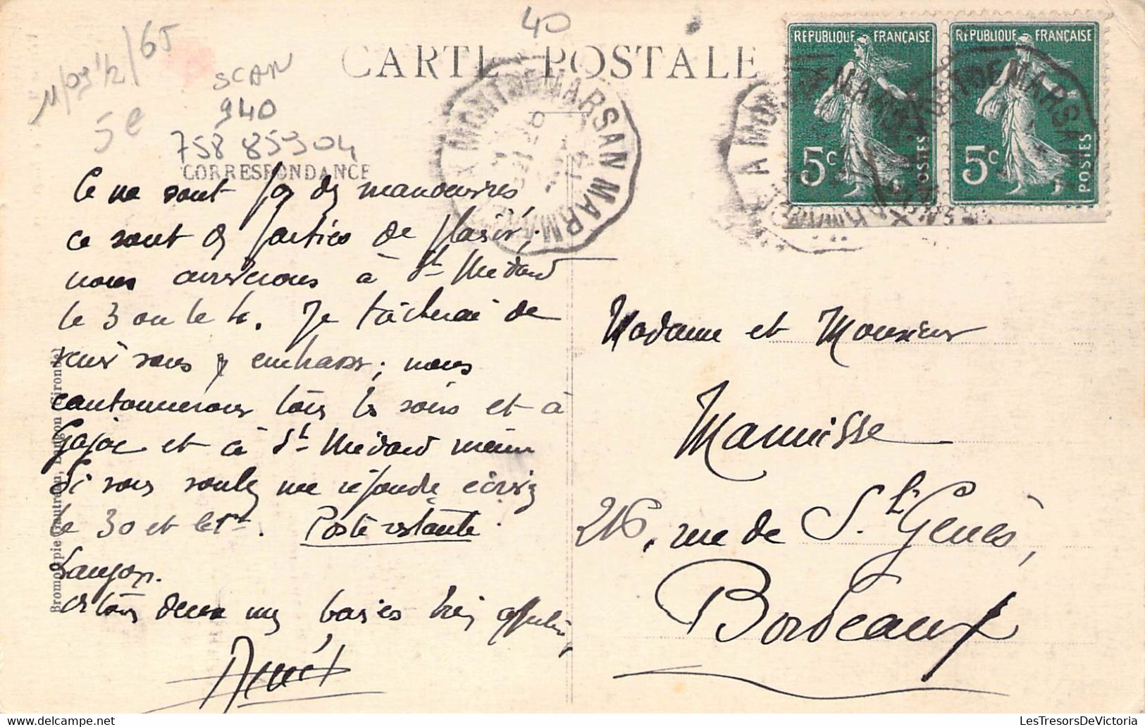 CPA France  - Landes - Roquefort - Vue Générale - Edition M. Laure - Oblitération Ambulante 1914 - Pont - Roquefort
