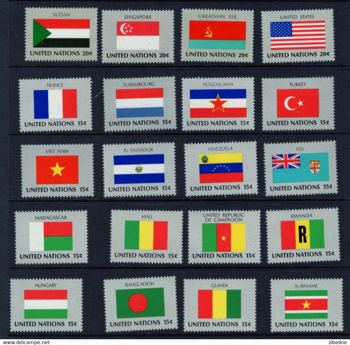 ZIBELINE ONU 40 DRAPEAUX FLAG MNH XX 2 Scans - Vrac (max 999 Timbres)