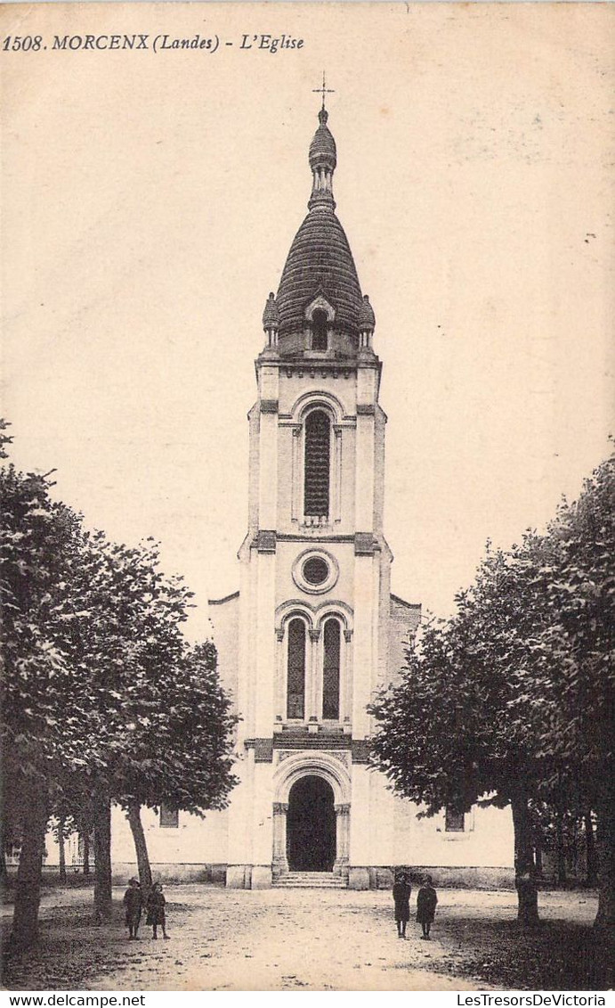 CPA France  - Landes - Morcens - L Eglise - Oblitérée 1928 - Bromotypie Gautreau - Langon - Gironde - Tour - Croix - Morcenx