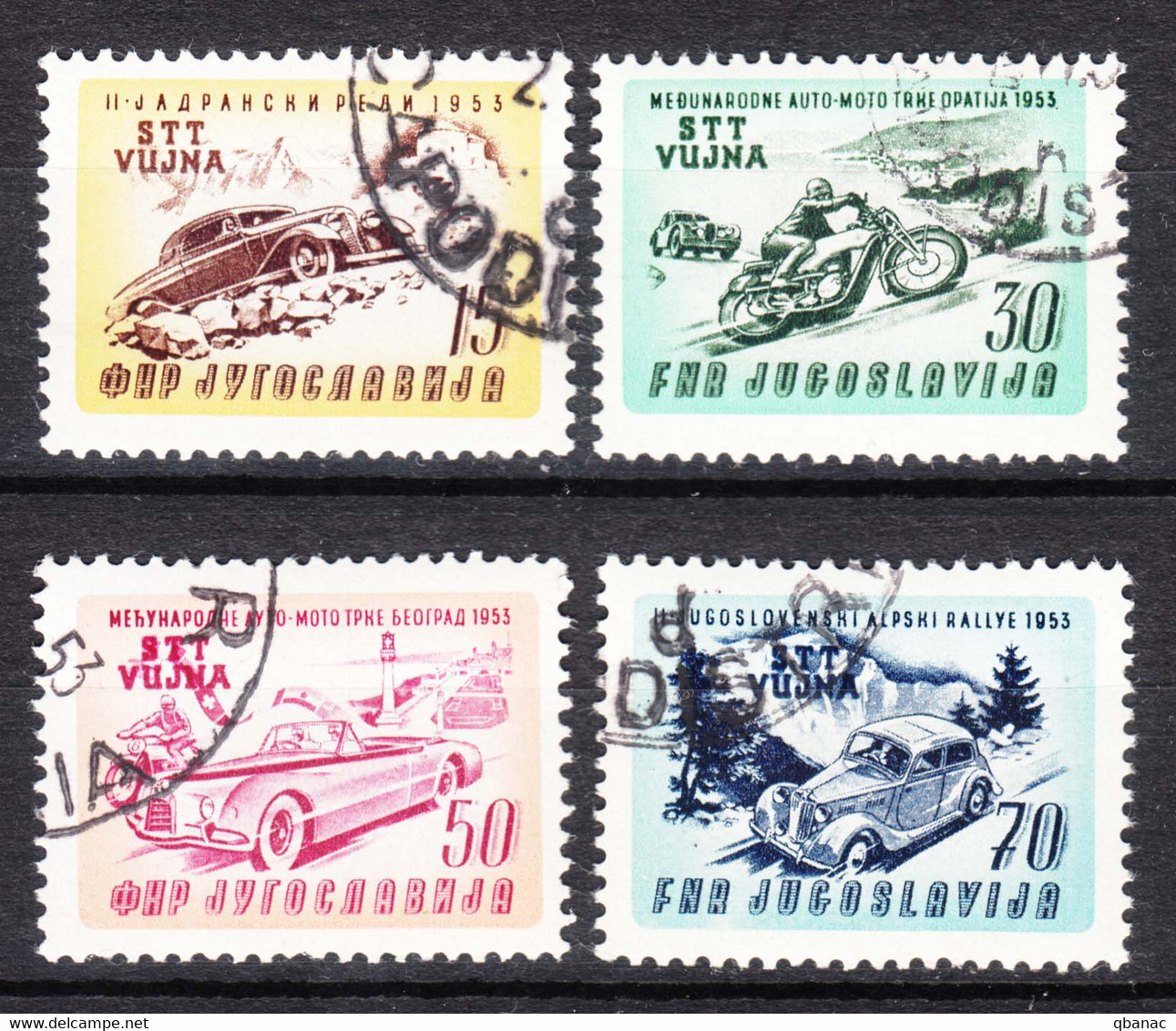 Italy Yugoslavia Trieste Zone B, Auto-Moto Racing 1953 Mi#98-101, Sassone#85-88 Used - Used