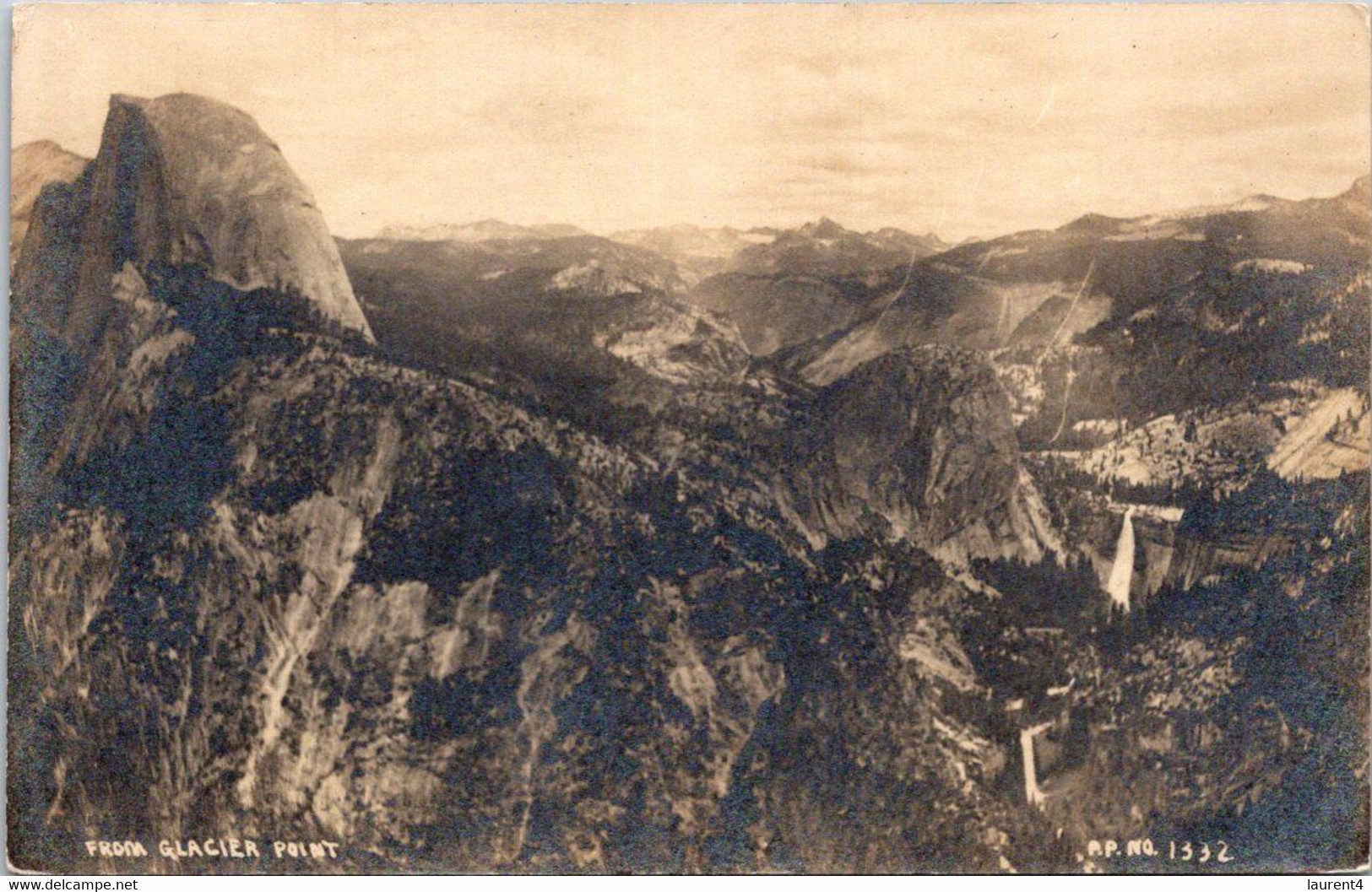 (1 N 7) VERY OLD  - B/w - USA - From Glacier Point - Yosemite