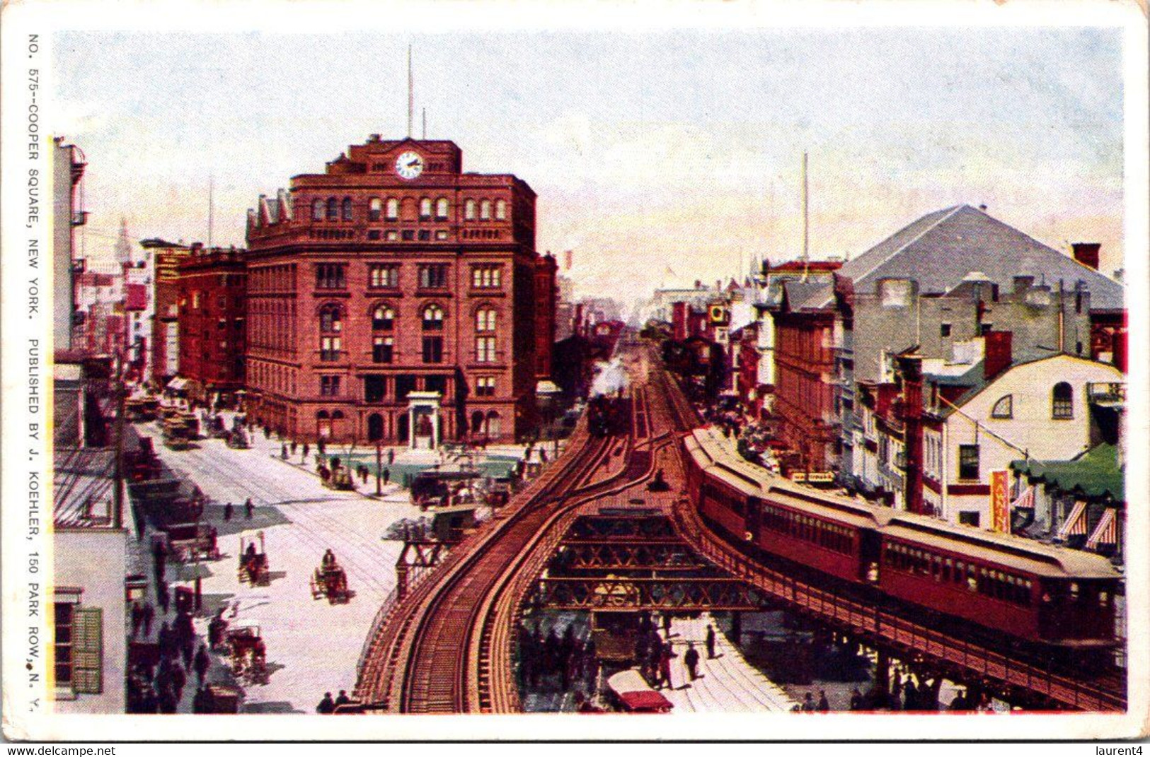 (1 N 7) VERY OLD - Colorised - USA - New York Cooper Square - Places & Squares