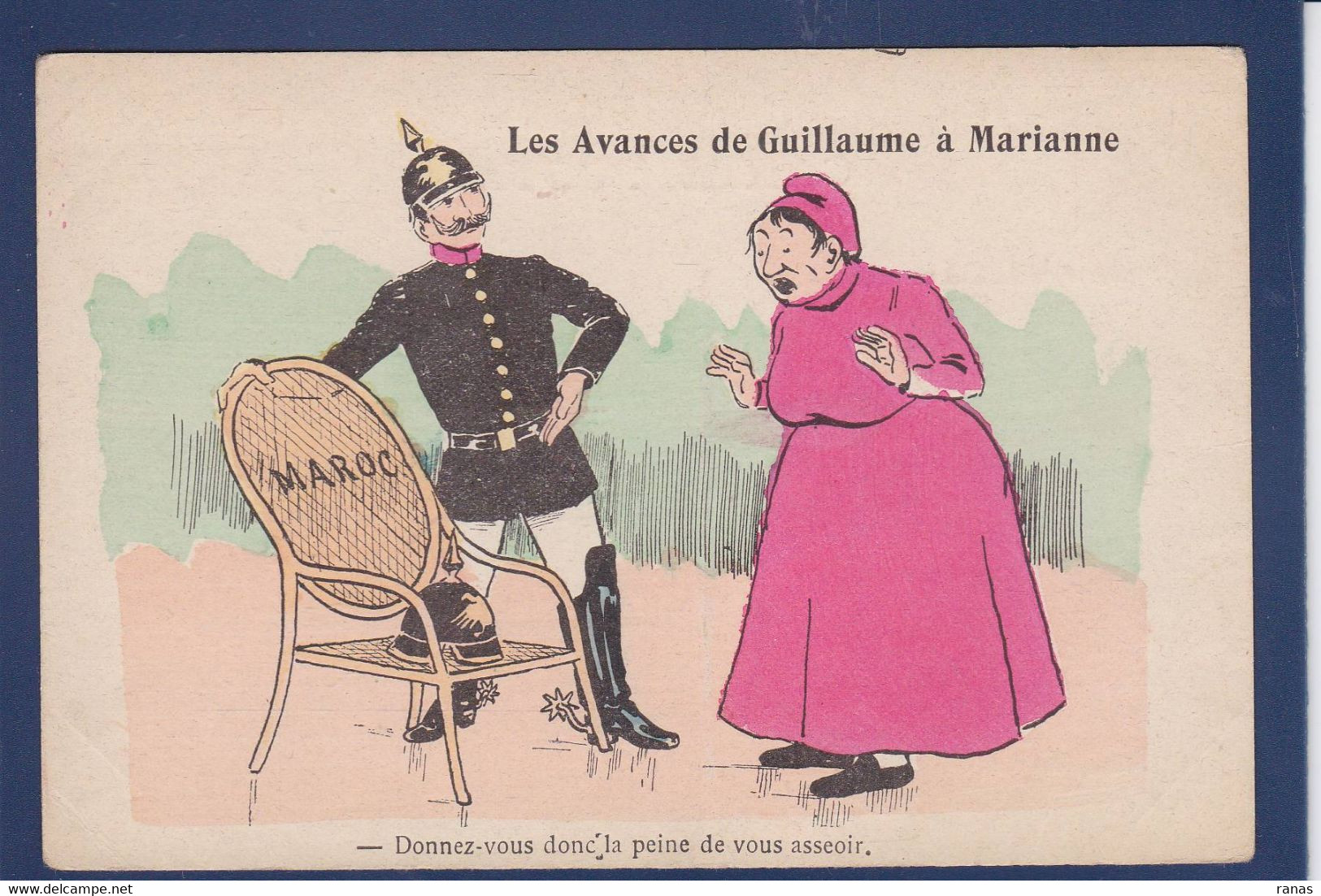 CPA Maroc Caricature Satirique Kaiser Allemagne Marianne Non Circulé - Altri & Non Classificati