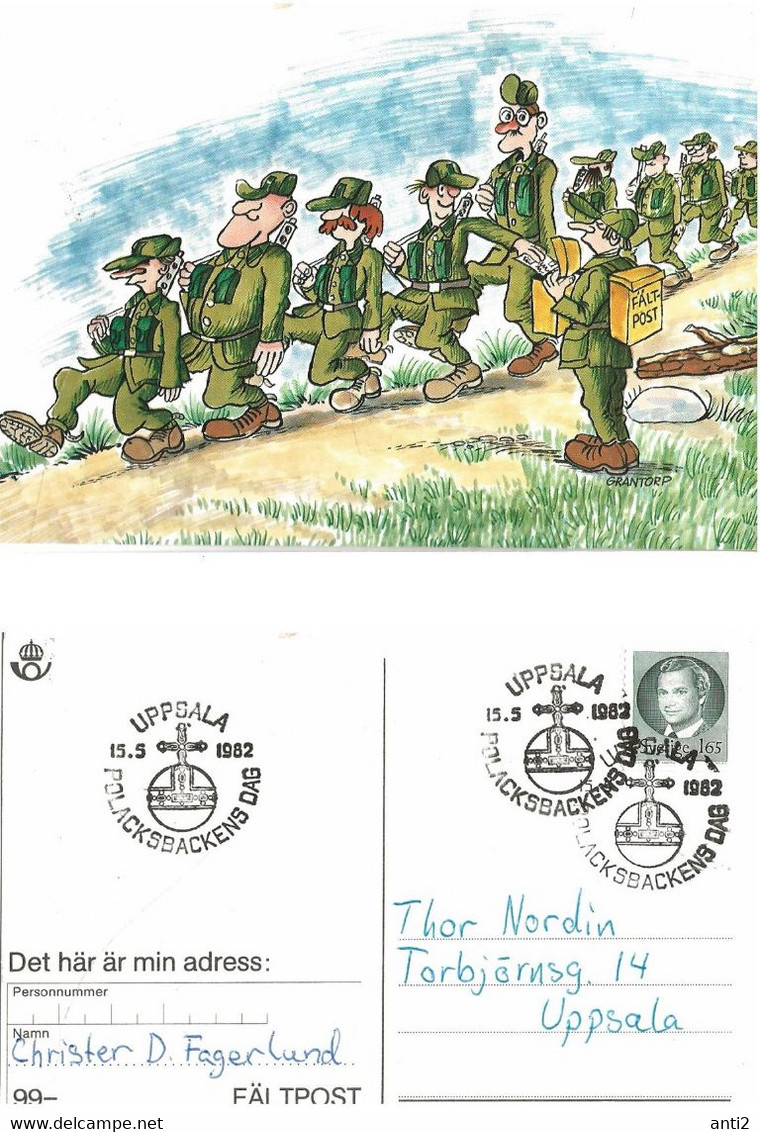 Sweden 1982  Card  Soldiers With Carl Gustav Kr 1,65, Cancelled Polackbackens Dag  - Uppsala 15.5.82 - Storia Postale