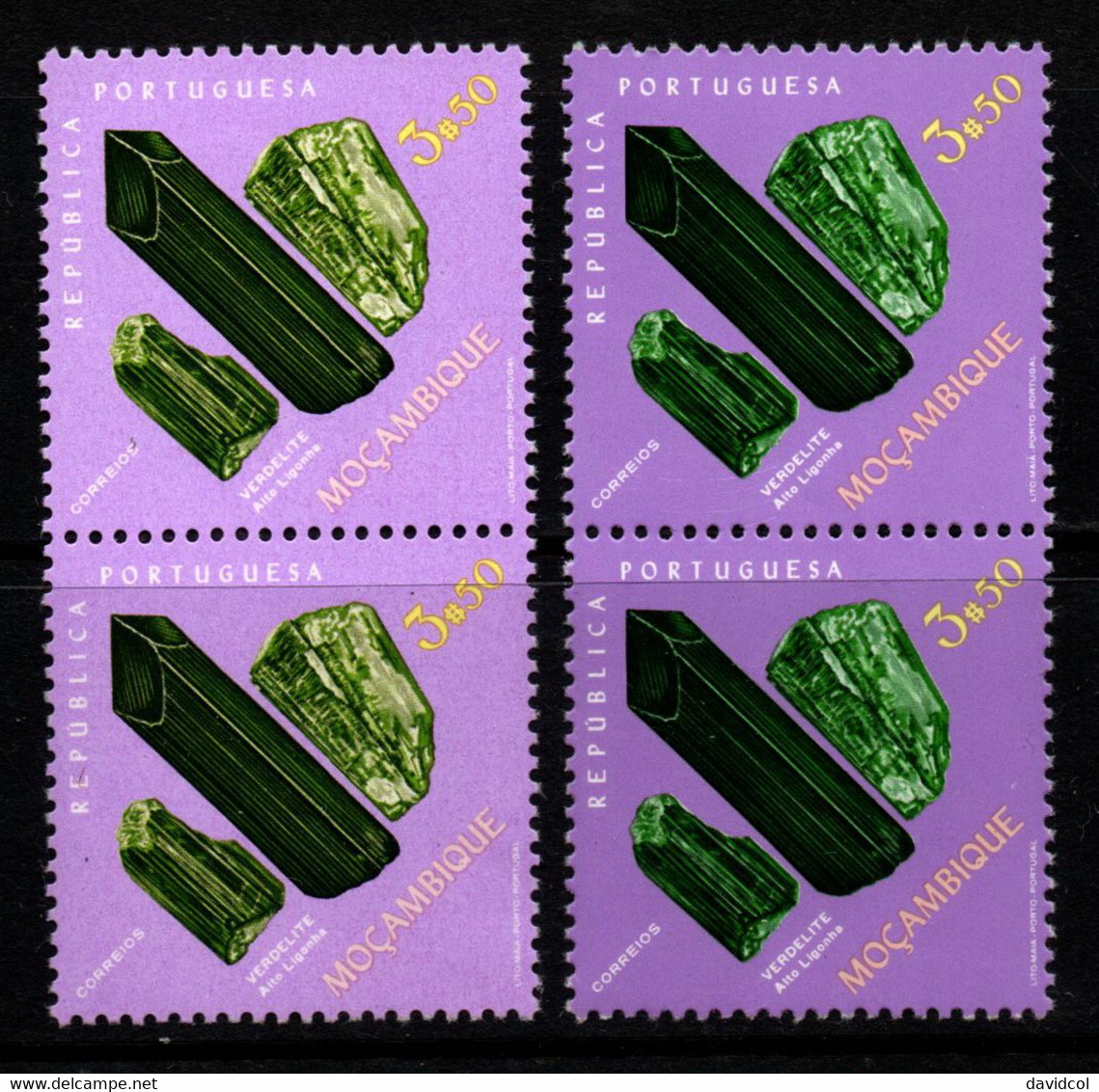 0353- MOZAMBIQUE 1971- MINERALS - VERDELITE - PAIR COLOR VARIETY - Minéraux