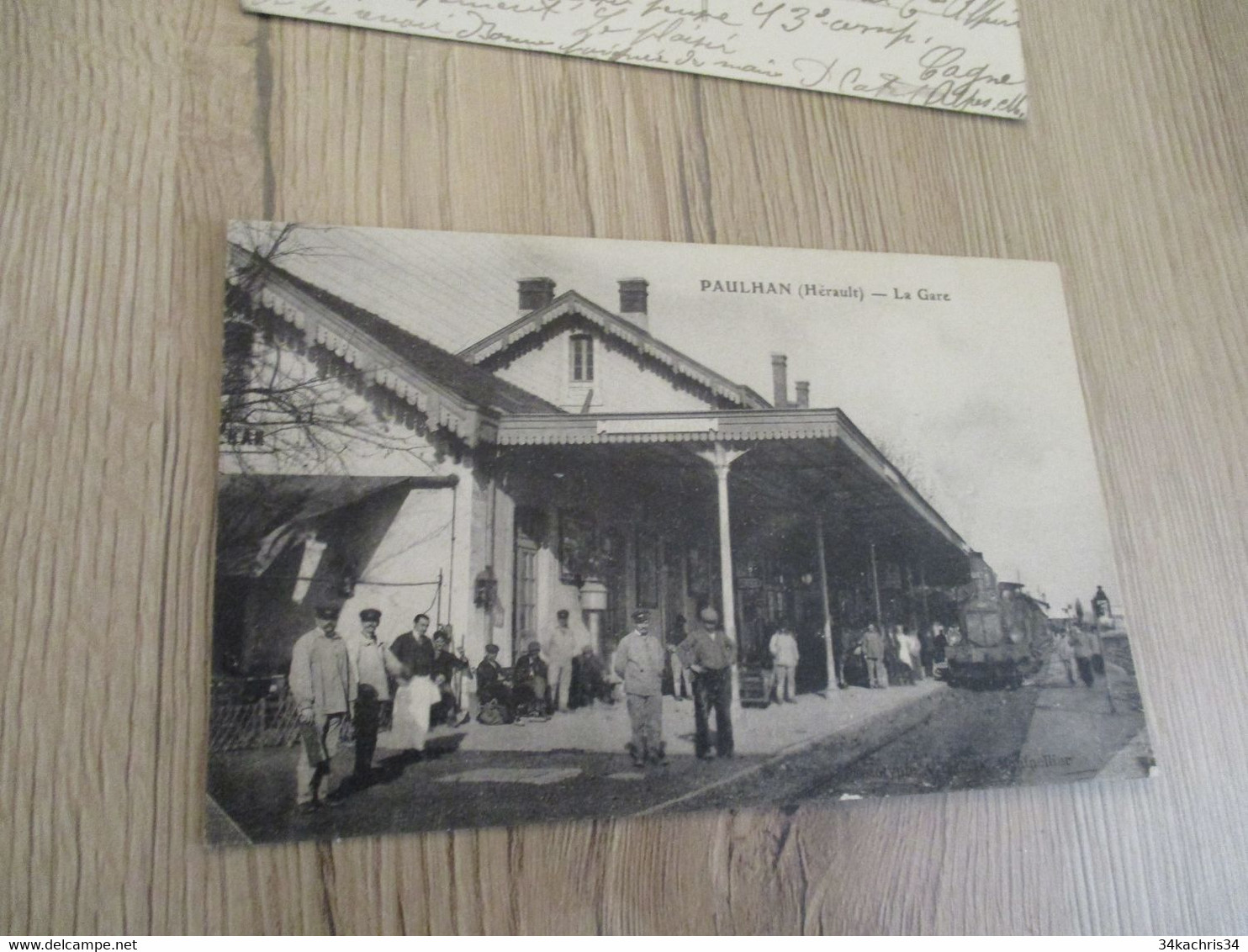 CPA 34 Hérault  La Gare Paulhan Train Animée - Paulhan