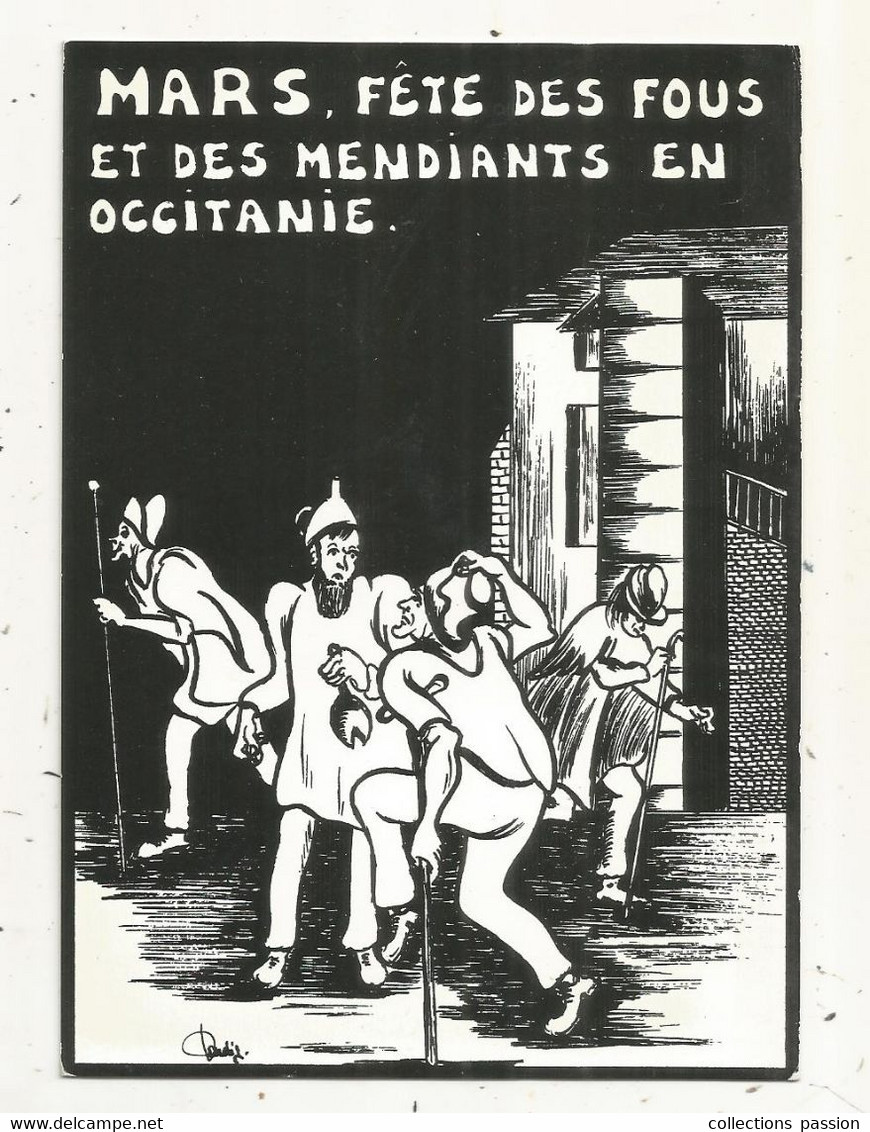 Cp, ILLUSTRATEUR , Signée Jacques LARDIE,  Mars, Fête Des Fous Et Des Mendiants En OCCITANIE,  Vierge - Lardie