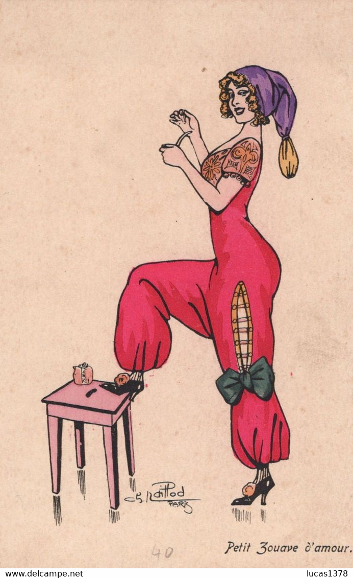 NAILLOD / ILLUSTRATEUR / PETIT ZOUAVE D AMOUR / FEMME FUMANT LA PIPE - Naillod