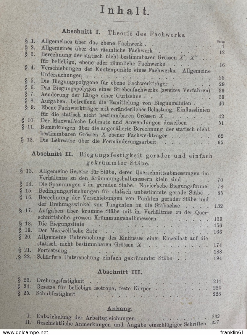 Die Neueren Methoden Der Festigkeitslehre Und Der Statik Der Baukonstruktionen. - Architecture