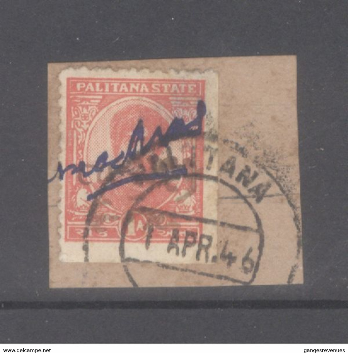 BARWANI  State  1A  Postally Used  Revenue Type 22  K&K # 221  # 35517 D Inde India Fiscaux Fiscal Revenue - Barwani