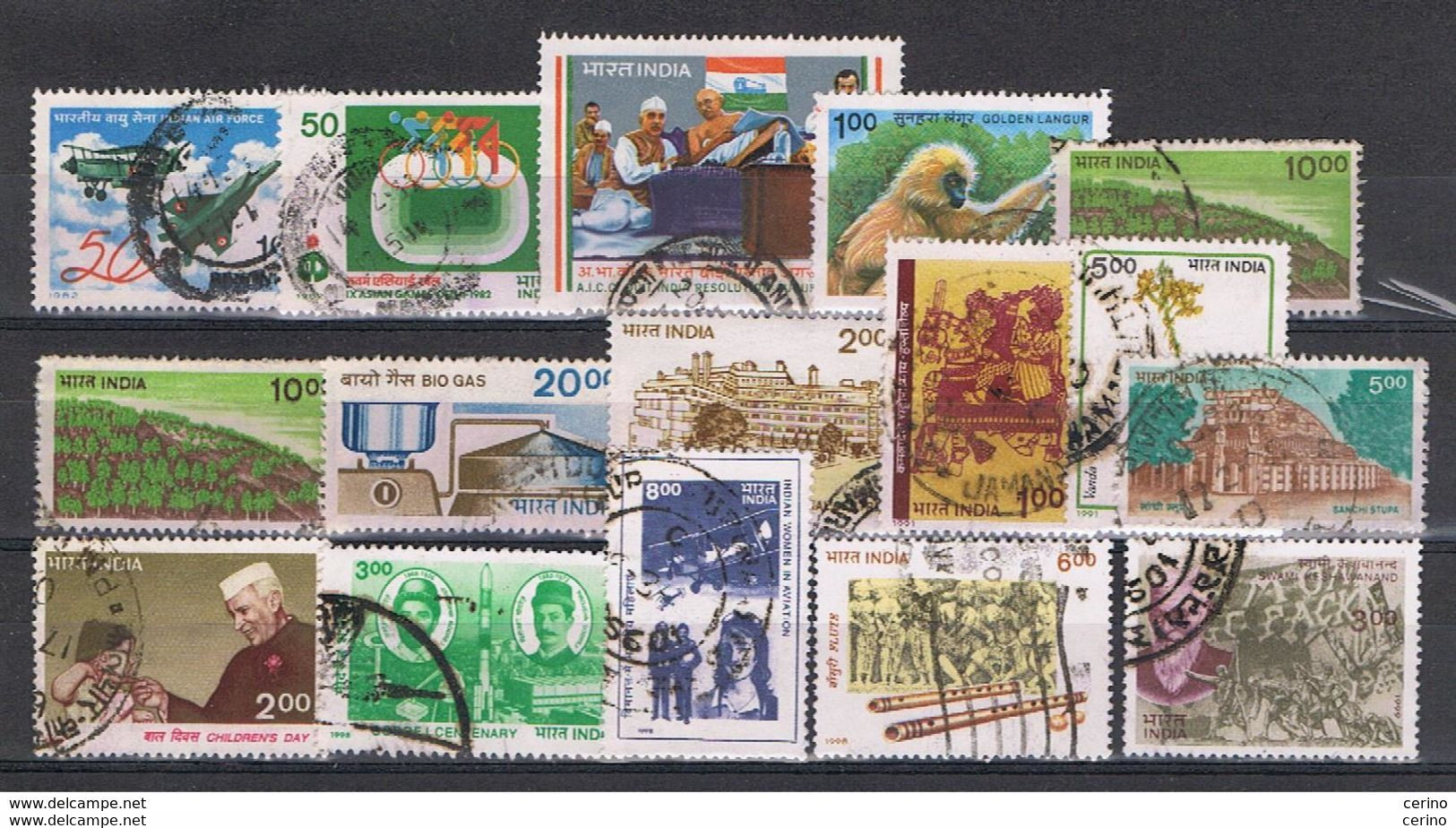 INDIA:  1982/99  LOT  15  USED  STAMPS  -  YV/TELL. 729//1463 - Oblitérés