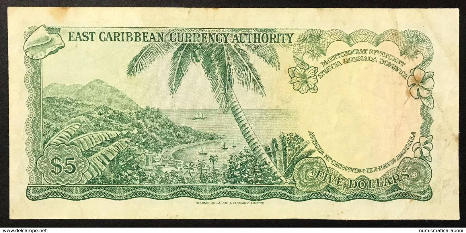 EAST CARIBBEAN STATES $ 5 Dollar 1965 Pick#14m SANTA LUCIA  F++ Mb+ LOTTO 3839 - Oostelijke Caraïben