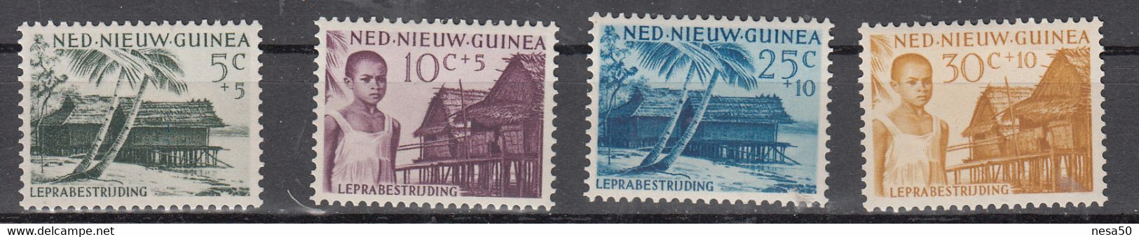 Nederland Nieuw-Guinea 1956 Mi Nr 41 - 44, Lepra, Postfris Met Plakker - Nuova Guinea Olandese