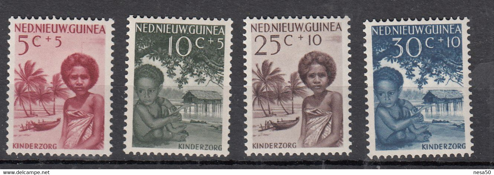 Nederland Nieuw-Guinea 1957 Mi Nr 45 - 48,  Kinderpostzegels, Kinderhulp, Postfris Met Plakker - Nueva Guinea Holandesa