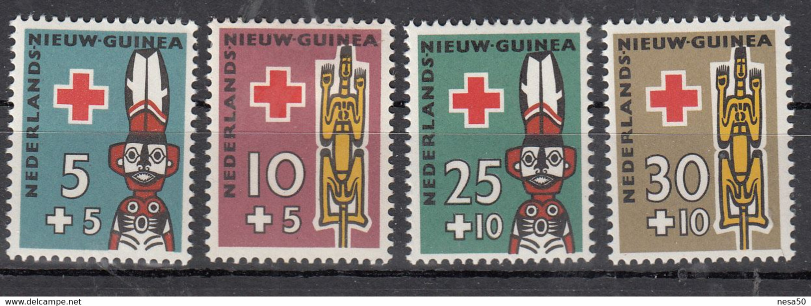 Nederland Nieuw-Guinea 1958 Mi Nr 49 - 52,  Rode Kruis, Red Cross,  Postfris Met Plakker - Nueva Guinea Holandesa