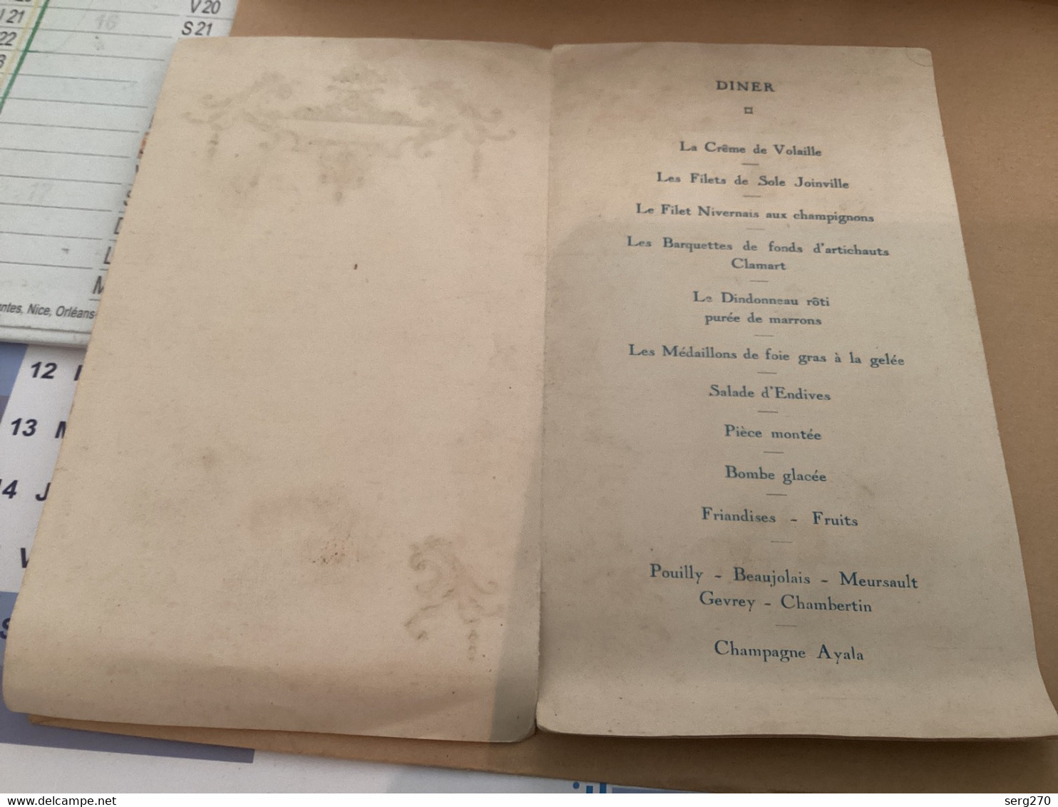 Menu De Mariage 1938 Dîner - Menus