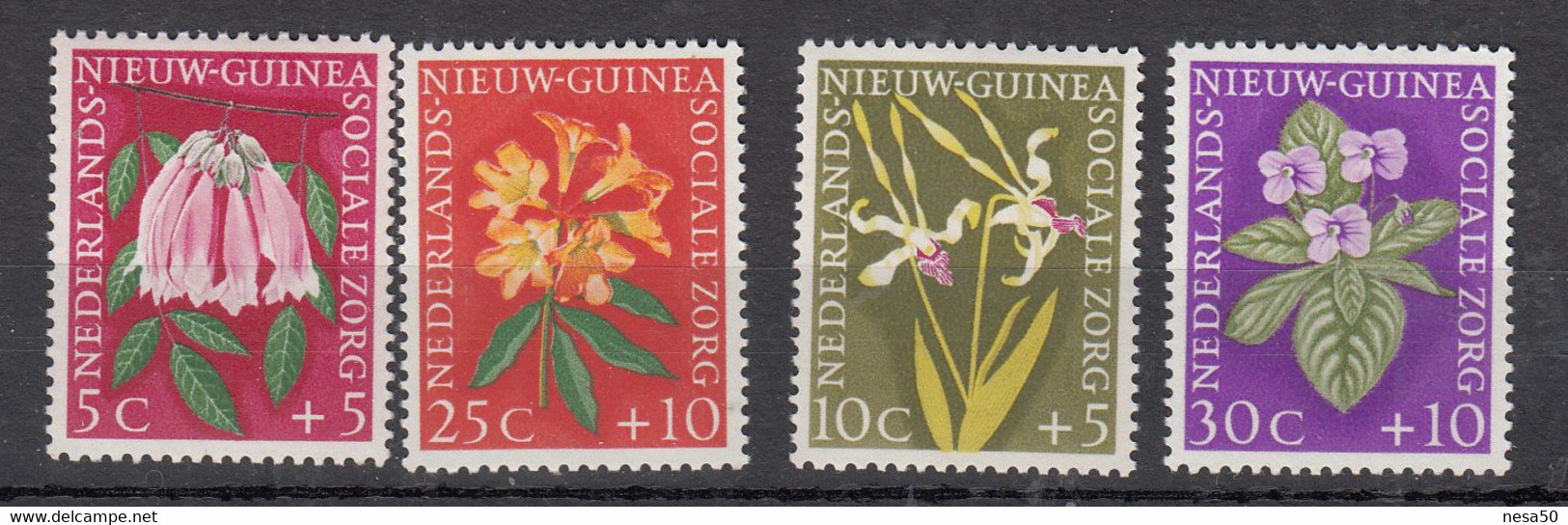 Nederland Nieuw-Guinea 1959 Mi Nr 57 - 60, Bloeme, Flowers,  Postfris Met Plakker - Nueva Guinea Holandesa