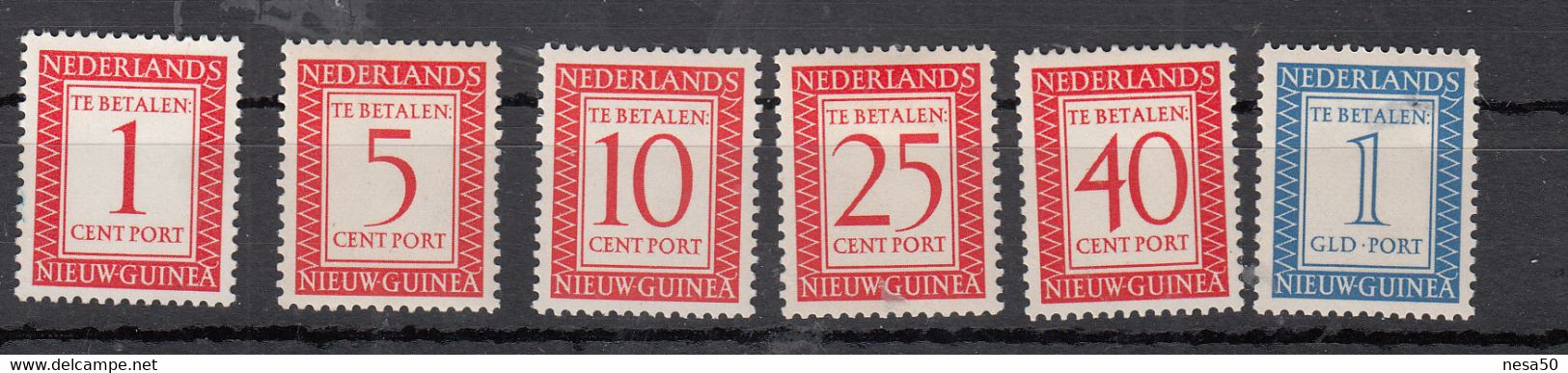 Nederland Nieuw-Guinea 1957 Mi Nr P 1 - P 6, Portzegels , Postfris Met Plakker - Nederlands Nieuw-Guinea