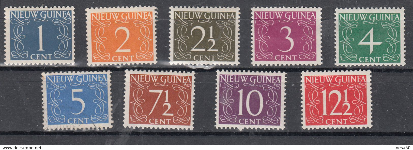 Nederland Nieuw-Guinea 1950 Mi Nr 1 - 9,cijfer Postzegels , Postfris Met Plakker - Netherlands New Guinea