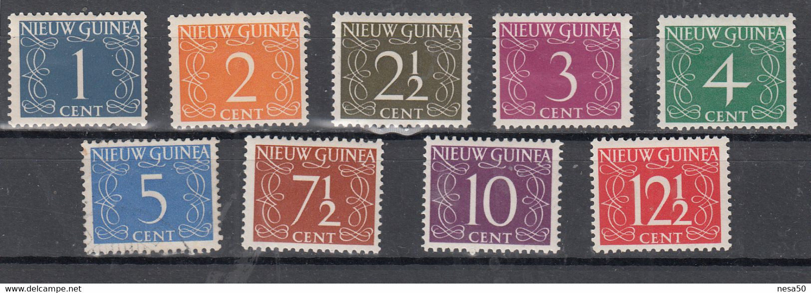 Nederland Nieuw-Guinea 1950 Mi Nr 1 - 9,cijfer Postzegels , Postfris Met Plakker - Nouvelle Guinée Néerlandaise