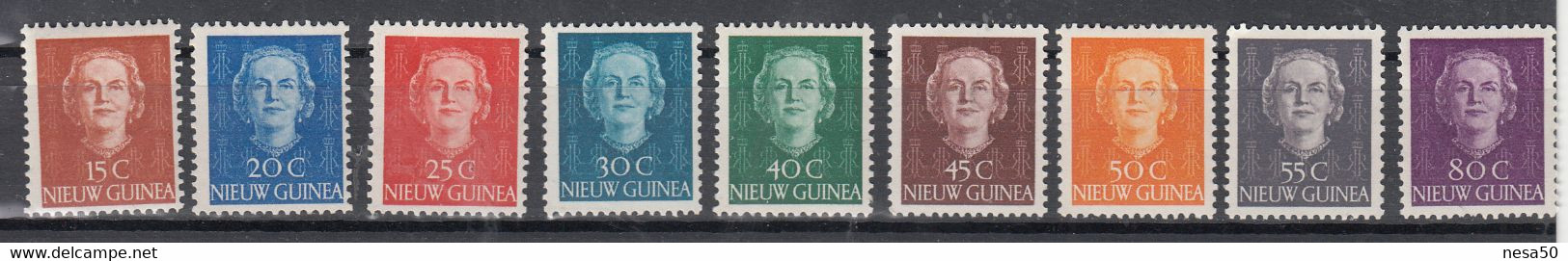 Nederland Nieuw-Guinea 1950 Mi Nr 10 - 18 , Koningin Juliana, Postfris Met Plakker - Nuova Guinea Olandese