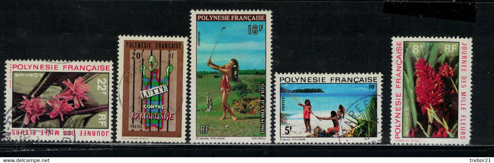 POLYNESIE YVERT N° 83+85+92+94+98- COTE= 13,30 € - Usati