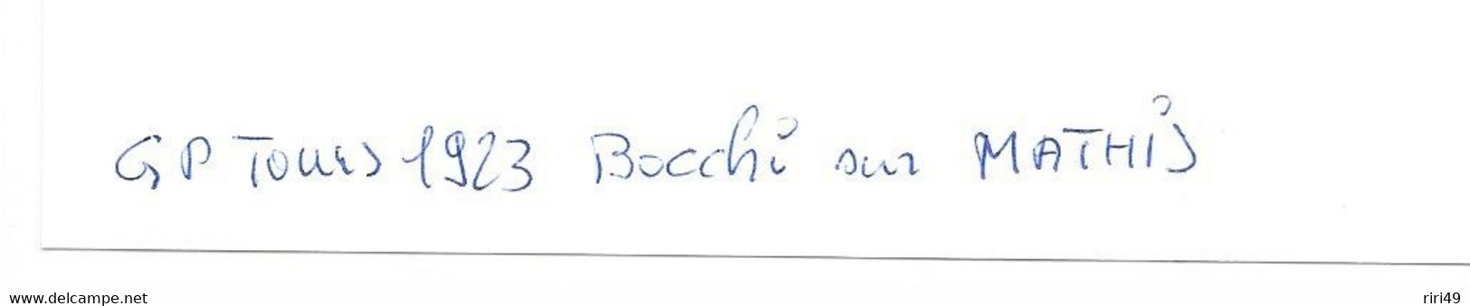 Photo Grand Prix TOURS 1923 Bocchi Sur MATHIS,  Publicité DUNLOP, Spidoline   Scannes Et  Voir Description - Coches