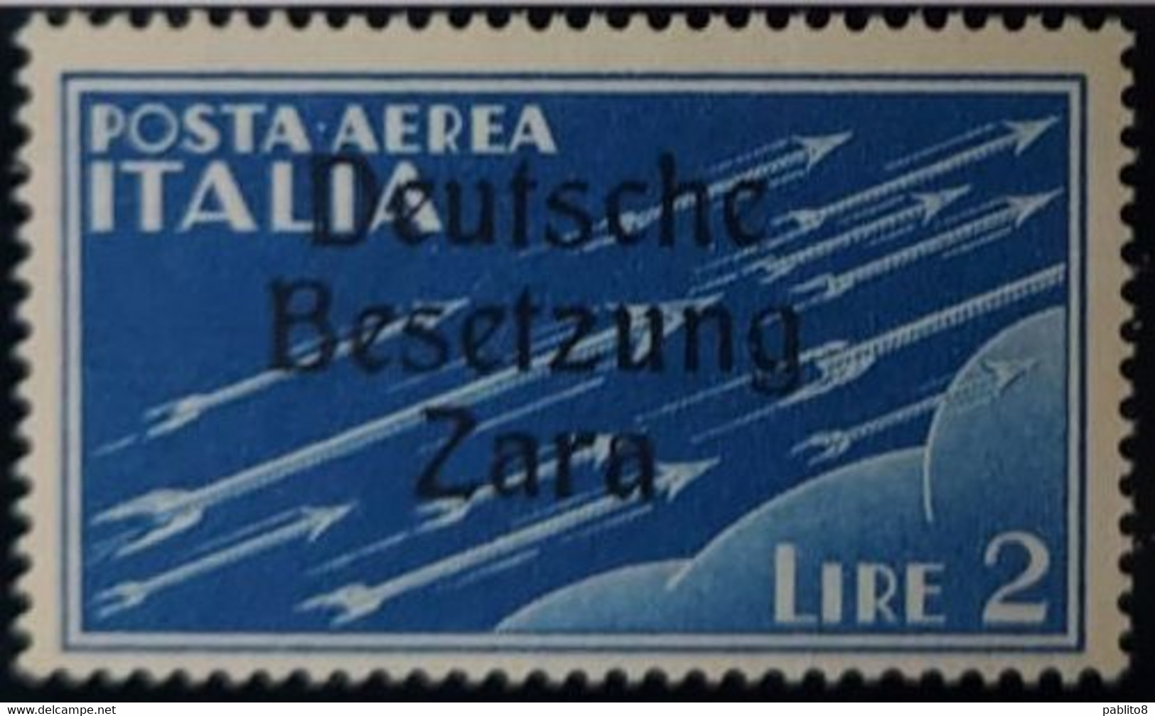 ZARA 1943 SOPRASTAMPATI D'ITALIA POSTA AEREA AIR MAIL LIRE 2 MNH - Ocu. Alemana: Zara