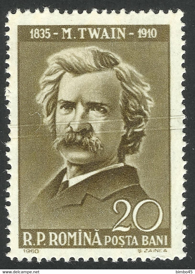 Error  Romania 1960  MNH - Personalities  MARK TWAIN - Variétés Et Curiosités