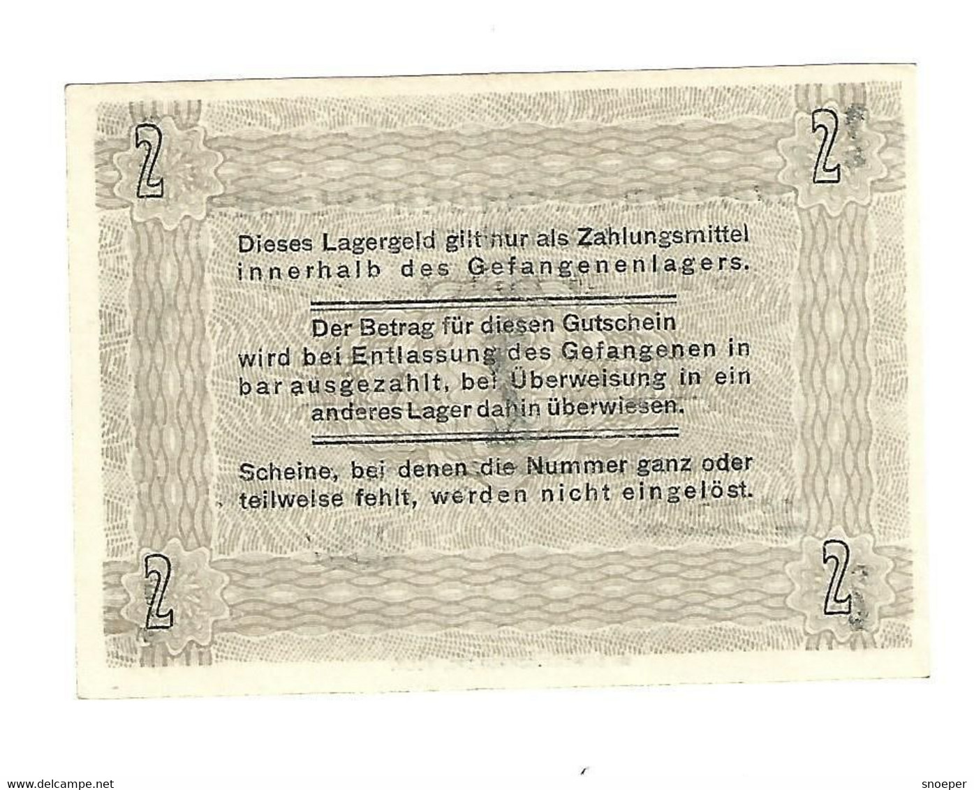 *germany Offizier Gefangenen Lager  Koln A. Rh.  2 Mark  05.06 - Andere & Zonder Classificatie