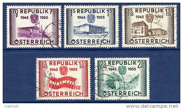 AUSTRIA 1955 Anniversary Of Republic Set Used.  Michel 1012-16 - Oblitérés