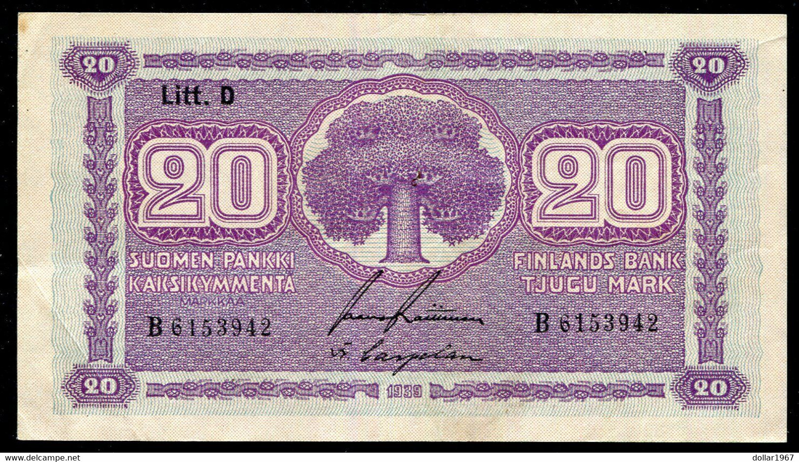 20 Markkaa Finland  Suomi  1939 - 1945  Circulation - Finland