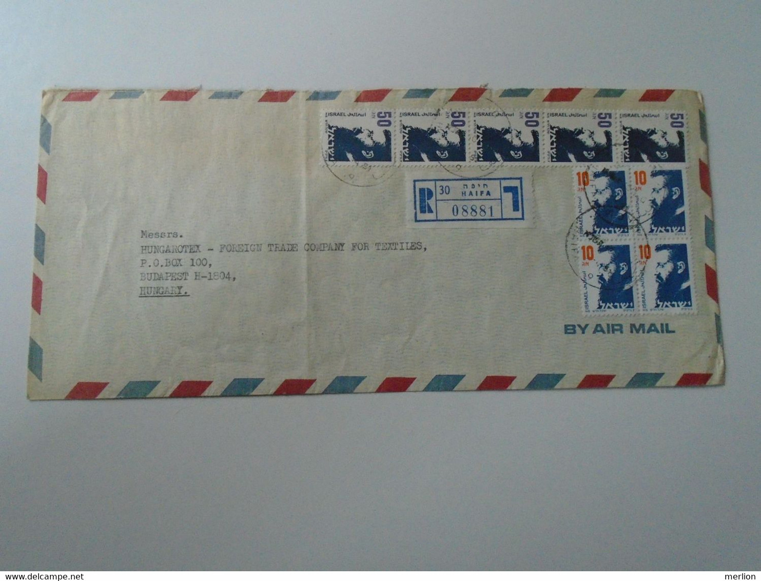 ZA398.4  ISRAEL  Registered   Airmail Cover -  Cancel Ca 1990  HAIFA Sent To Hungary - Cartas & Documentos