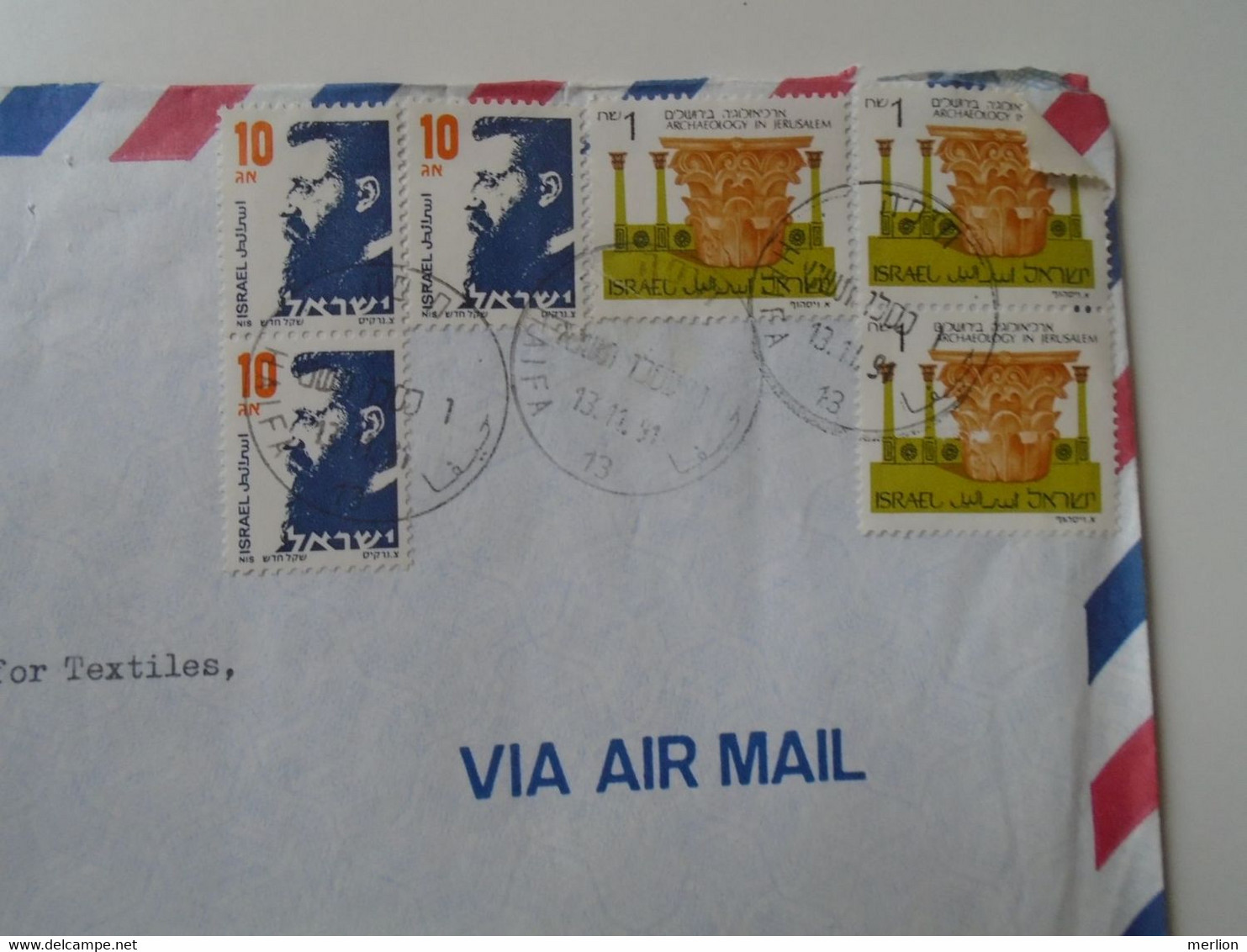 ZA398.5 ISRAEL  Registered   Airmail Cover -  Cancel Ca 1991  HAIFA Sent To Hungary - Cartas & Documentos