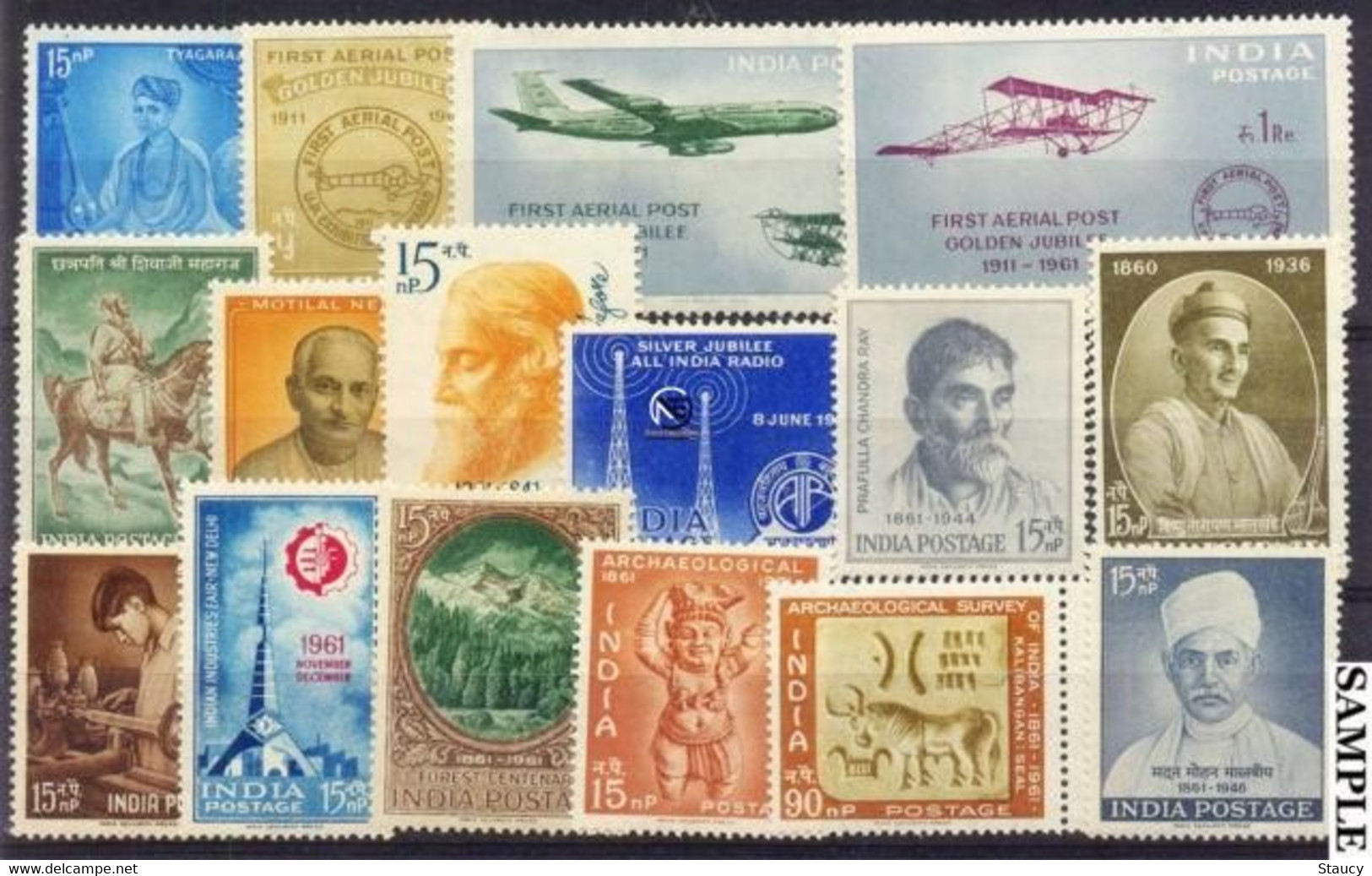 India 1961 Complete Year Pack / Set / Collection Total 16 Stamps (No Missing) MNH As Per Scan - Annate Complete