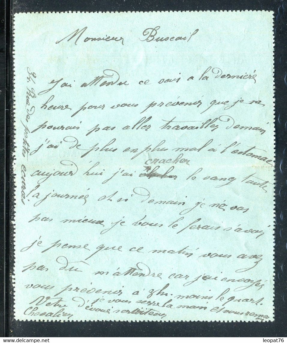 Pneumatique (carte Lettre ) De Paris En 1898, écrite à L 'intérieur  - D 203 - Pneumatic Post