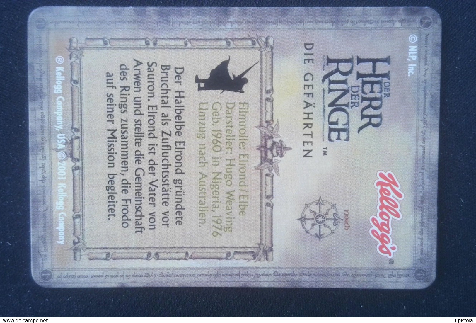 ► ELROND Lord Of The Rings (3D German Trading Card) Le Seigneur Des Anneaux Version Allemagne En Relief  Kellog's - Il Signore Degli Anelli