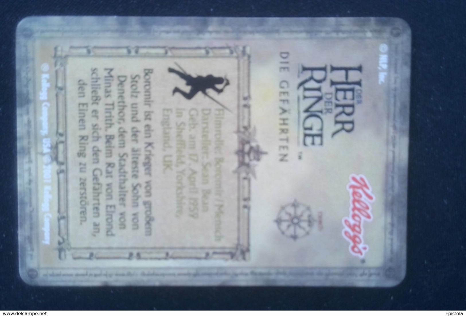 ► BOROMIR Lord Of The Rings (3D German Trading Card) Le Seigneur Des Anneaux Version Allemagne En Relief  Kellog's - Herr Der Ringe