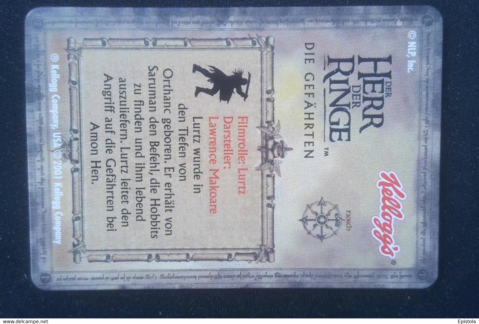 ► LURTZ Lord Of The Rings (3D German Trading Card) Le Seigneur Des Anneaux Version Allemagne En Relief  Kellog's - Herr Der Ringe