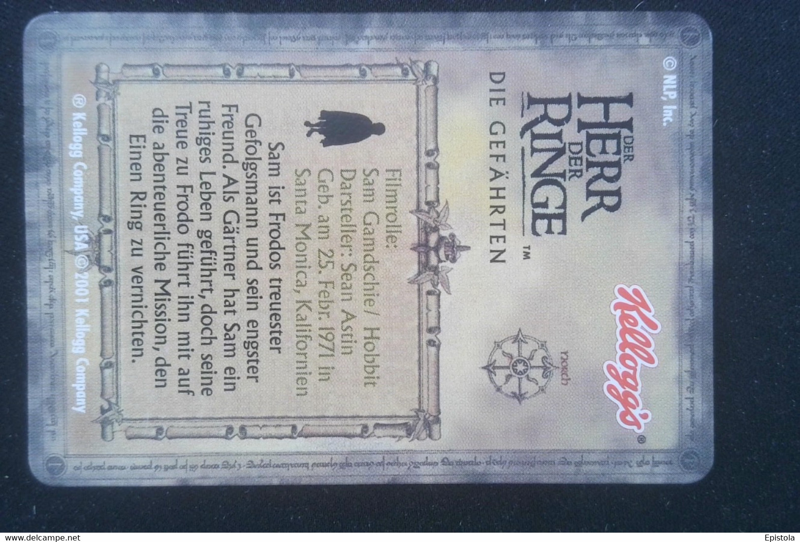 ► SAM Hobbit Lord Of The Rings (3D German Trading Card) Le Seigneur Des Anneaux Version Allemagne En Relief  Kellog's - Herr Der Ringe
