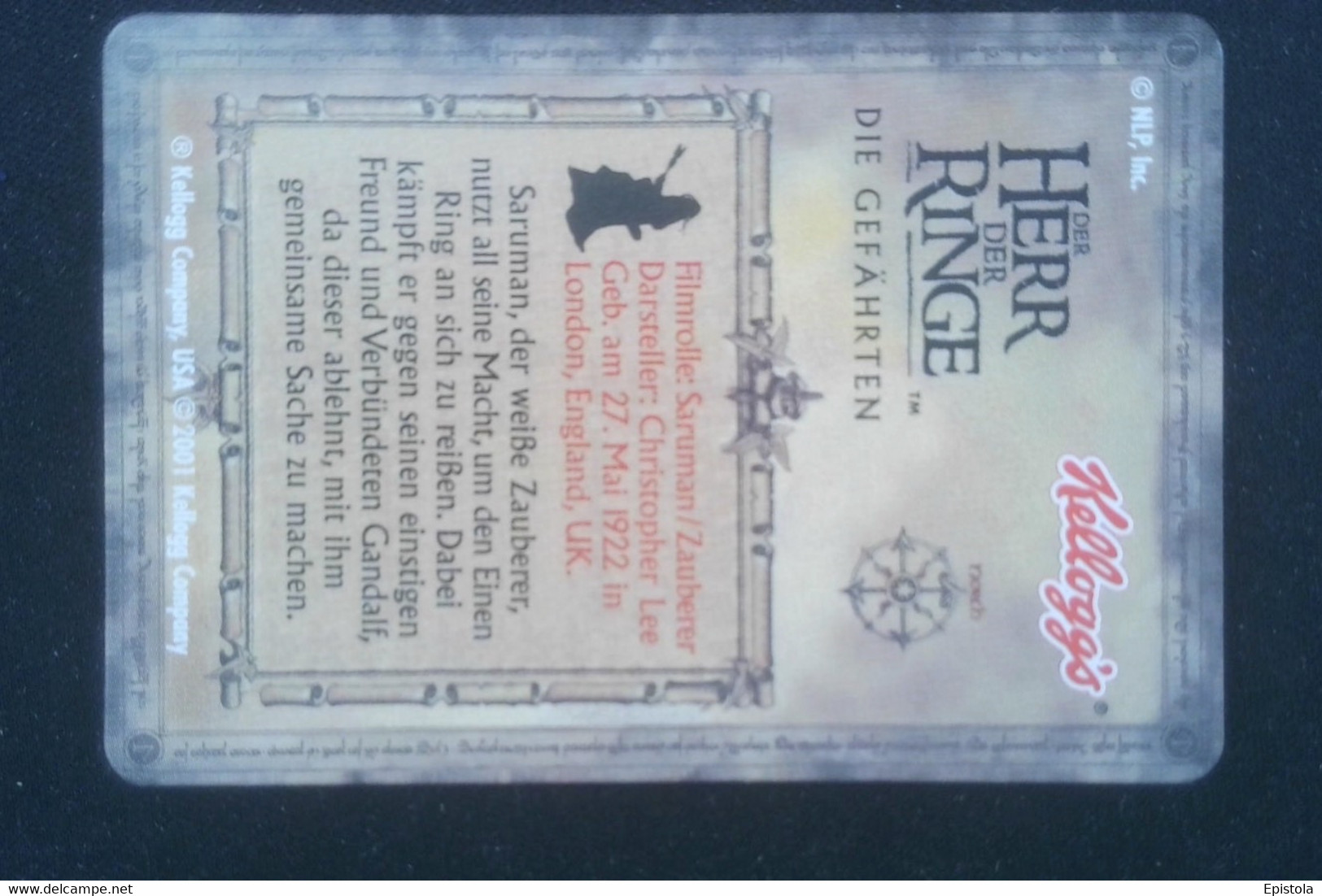 ► SARUMAN  Lord Of The Rings (3D German Trading Card) Le Seigneur Des Anneaux Version Allemagne En Relief  Kellog's - Herr Der Ringe